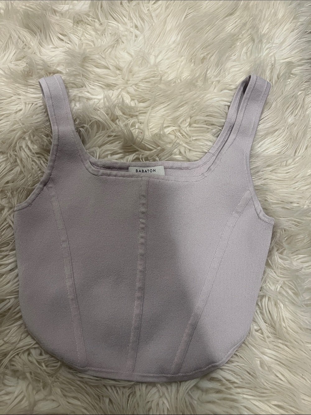 Babaton Soft Lilac Square-Neck Crop Tank